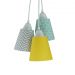 Lustre Pendente Luminária Tecidos Colmeia Verde, Chevron Cinza e Amarelo Liso