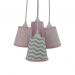Lustre Pendente Menina Chevron e Pompom Cinza e Rosa