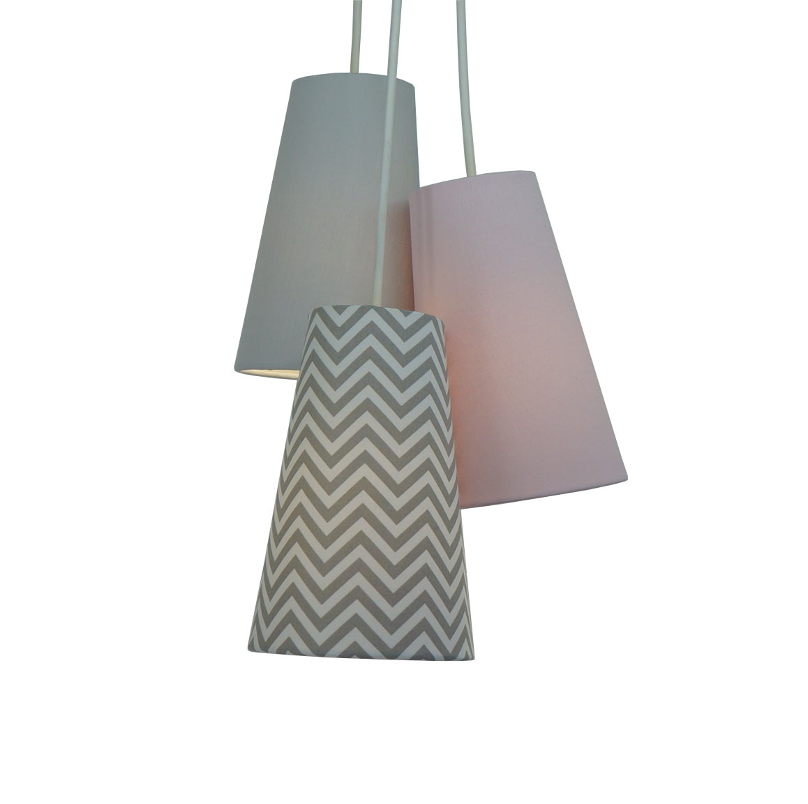 Lustre Pendente Menina Chevron e Rosa Bebê