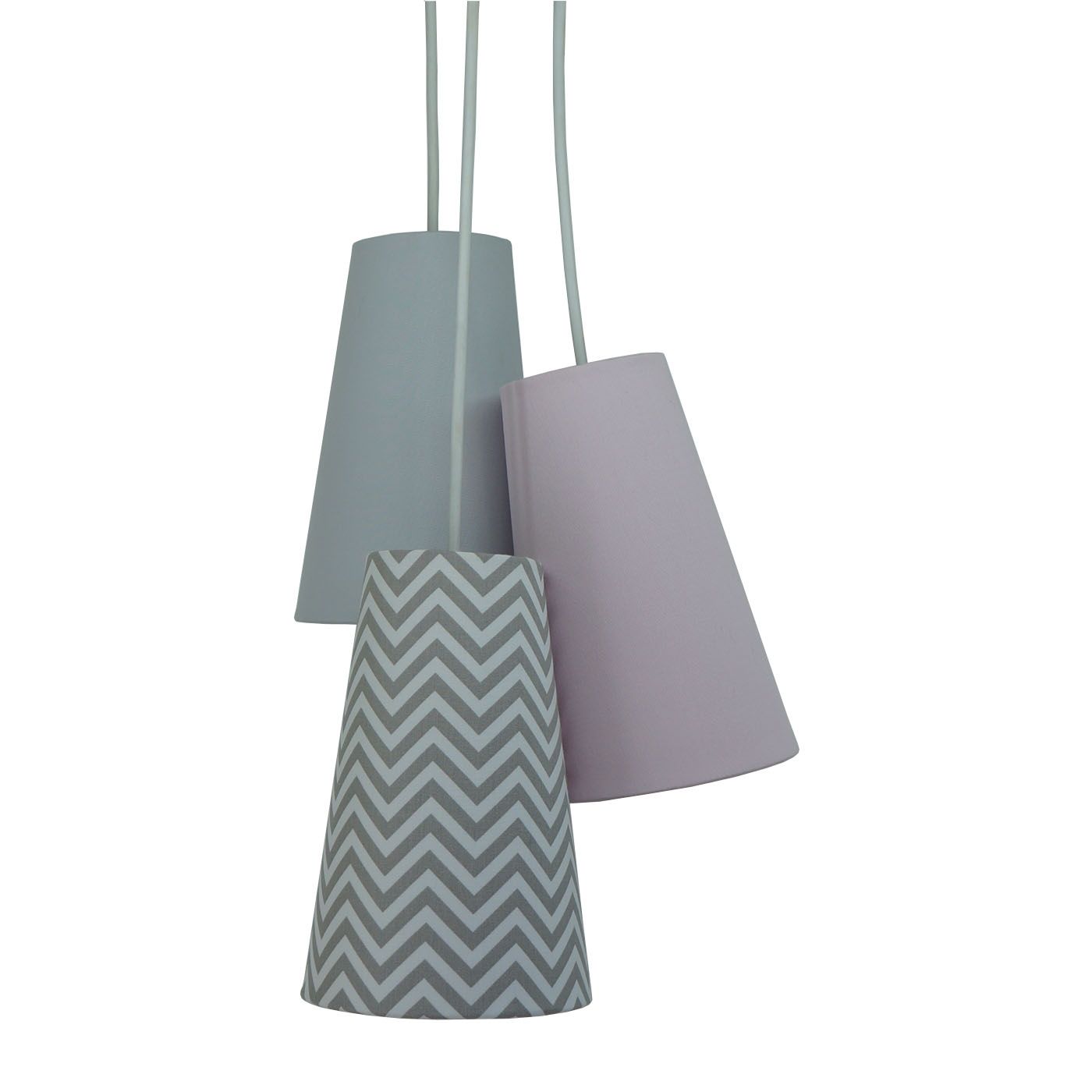 Lustre Pendente Menina Chevron e Rosa Bebê