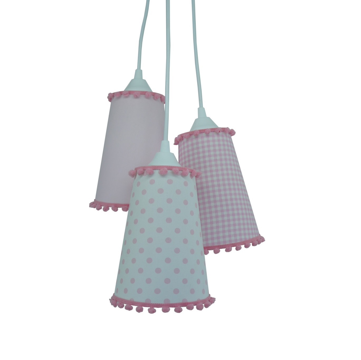 Lustre Pendente Menina Pompons Cor de Rosa