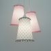 Lustre Pendente Menina Pompons Rosa e Cinza