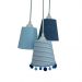 Lustre Pendente Menino Cacho Pompom Tons de Azul