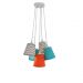 Lustre Pendente Mix Tecidos Bebê Chevron Cinza, Azul e Laranja