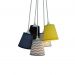 Lustre Pendente Mix Tecidos Chevron Cinza, Azul e Amarelo