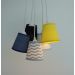 Lustre Pendente Mix Tecidos Chevron Cinza, Azul e Amarelo