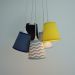 Lustre Pendente Mix Tecidos Chevron Cinza, Azul e Amarelo