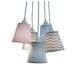 Lustre Pendente Mix Tecidos Cinza, Rosa e Azul