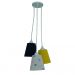 Lustre Pendente Náutico 3 Cúpulas Azul Marinho e Amarelo