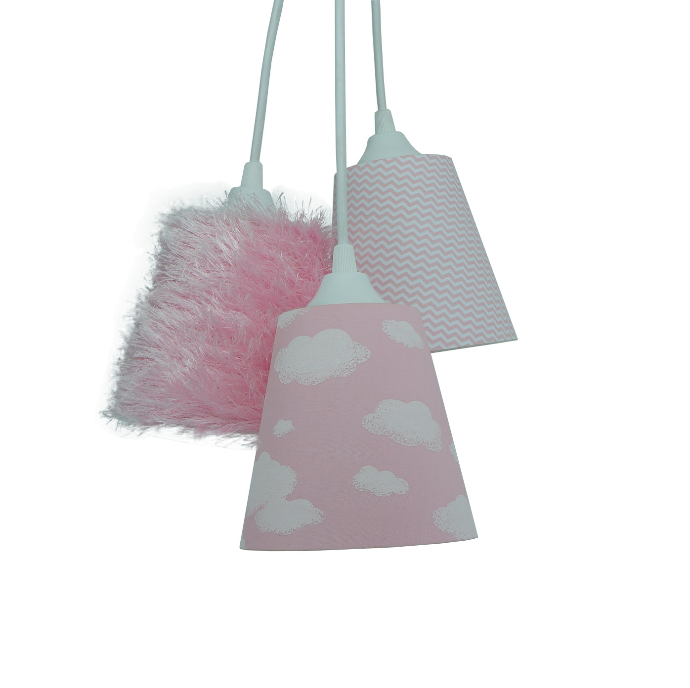 Lustre Pendente Nuvens Rosa, Chevron e Frufru