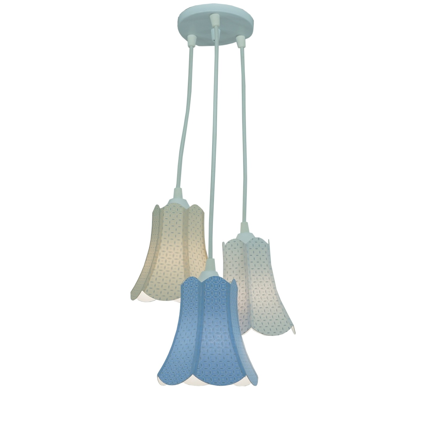 Lustre Pendente Paris Arabescos Branco, Bege e Azul