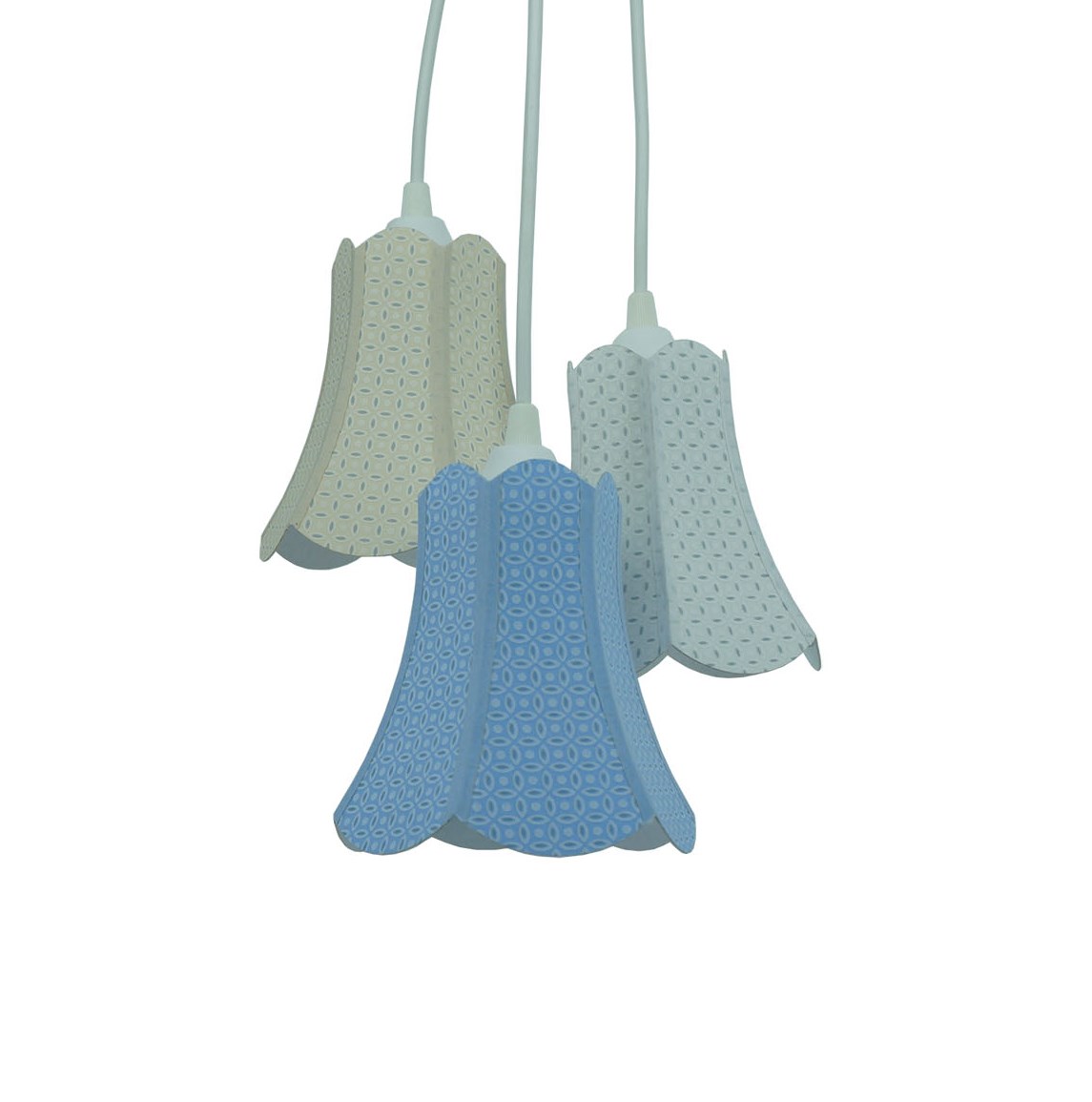Lustre Pendente Paris Arabescos Branco, Bege e Azul