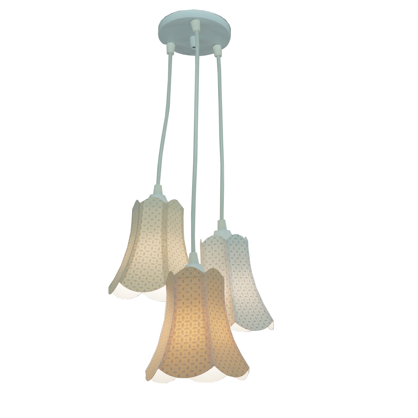 Lustre Pendente Paris Arabescos Branco, Bege e Salmão