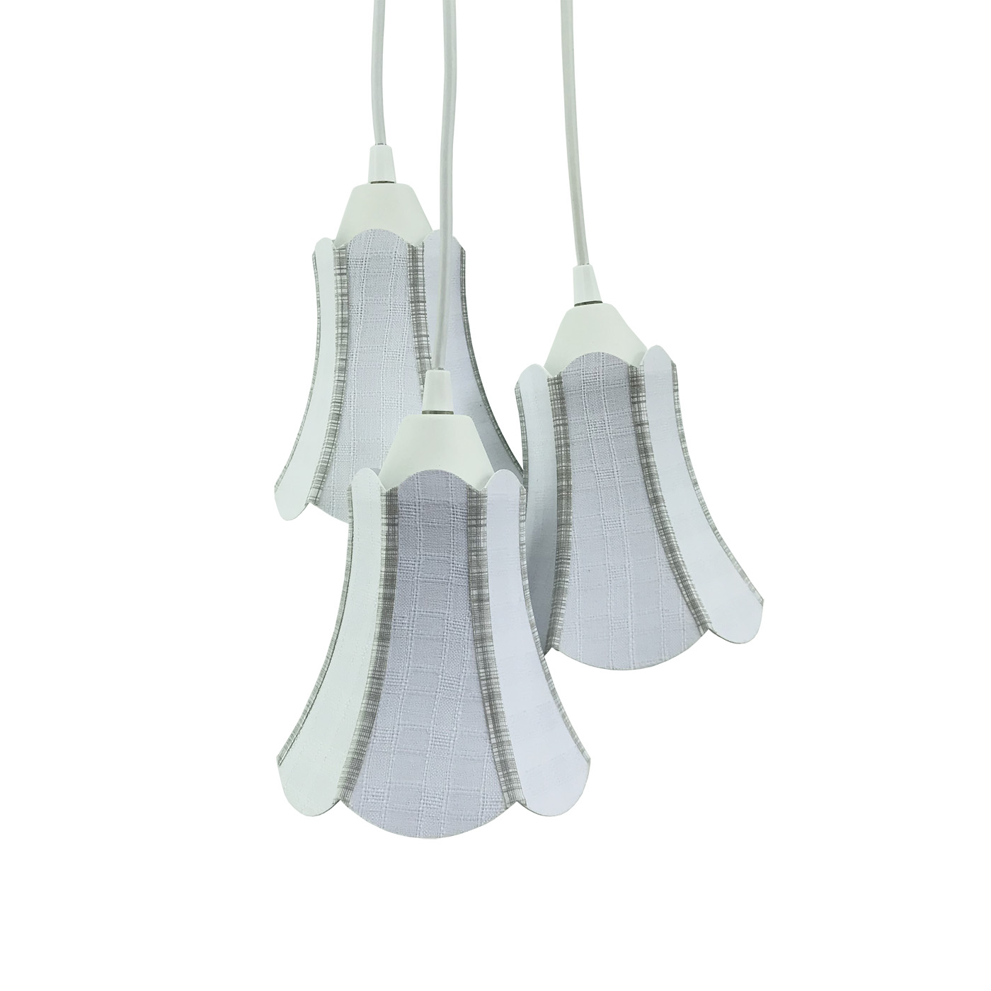 Lustre Pendente Paris Cacho Triplo Branco com Detalhes em Cinza