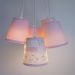 Lustre Pendente Patchwork Floral Menina Rosa e Branco