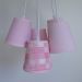 Lustre Pendente Patchwork Menina Rosa e Branco
