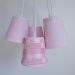 Lustre Pendente Patchwork Menina Rosa e Branco