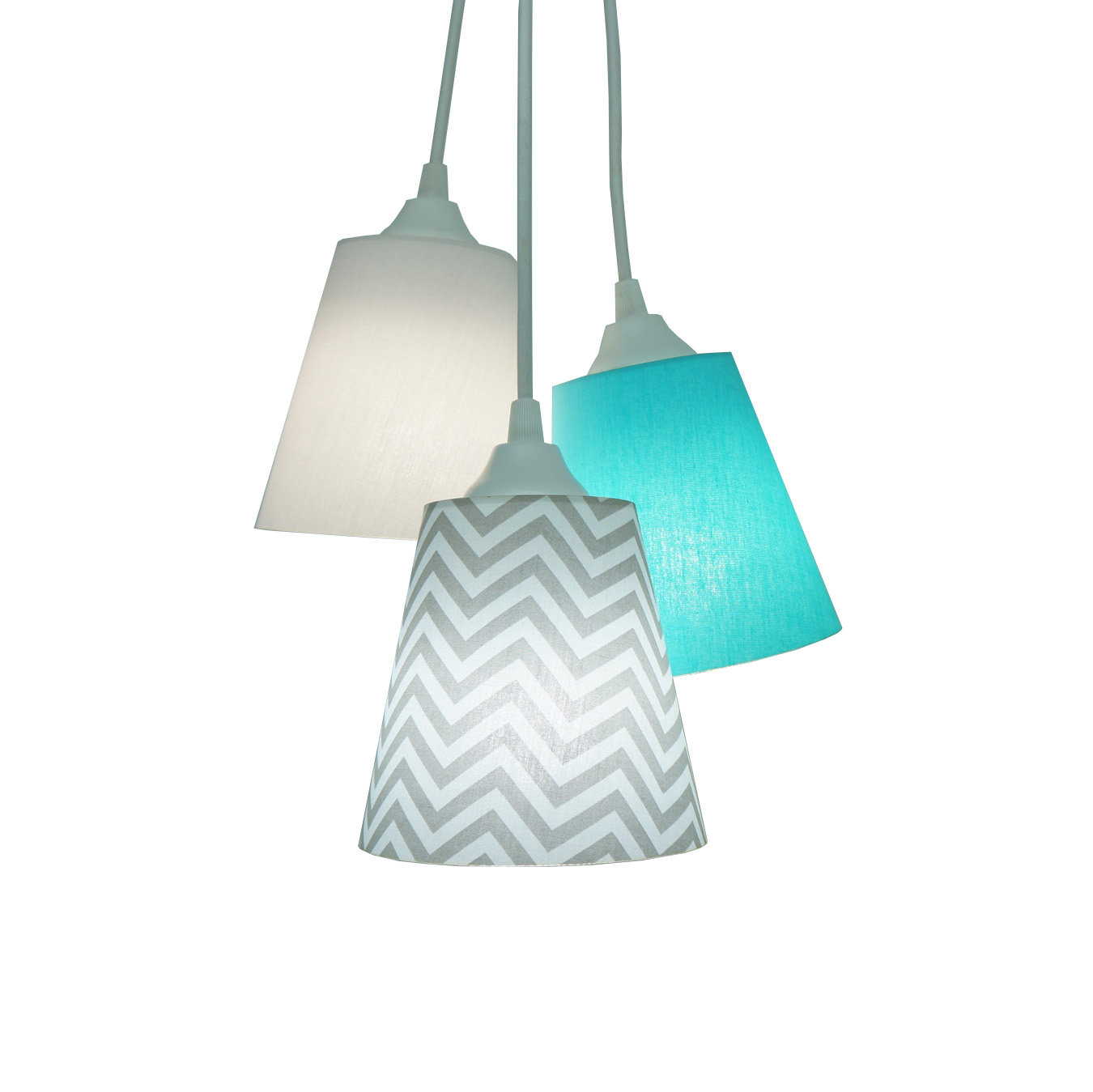 Lustre Pendente Quarto Bebê Chevron Cinza e Turquesa