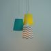 Lustre Pendente Quarto Bebê Chevron Cinza, Verde e Amarelo