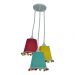 Lustre Pendente Quarto Infantil 3 Cores e Pompons Coloridos