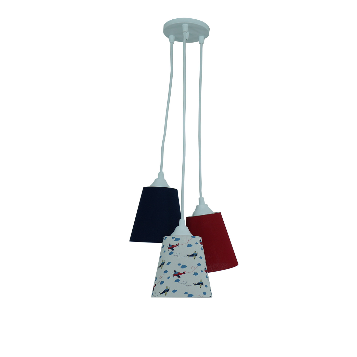 Lustre Pendente Quarto de Bebê Aviãozinho Azul e Vermelho