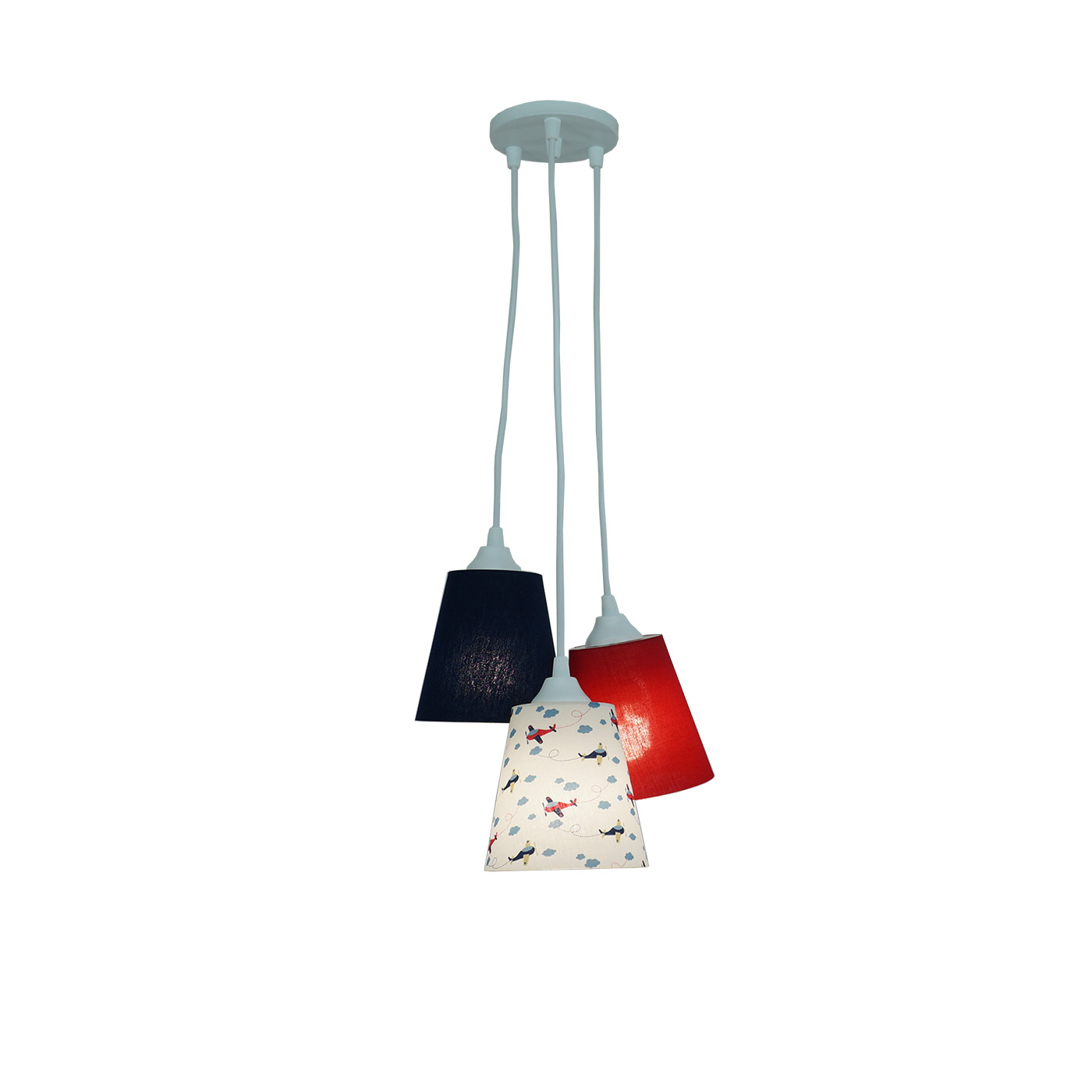 Lustre Pendente Quarto de Bebê Aviãozinho Azul e Vermelho