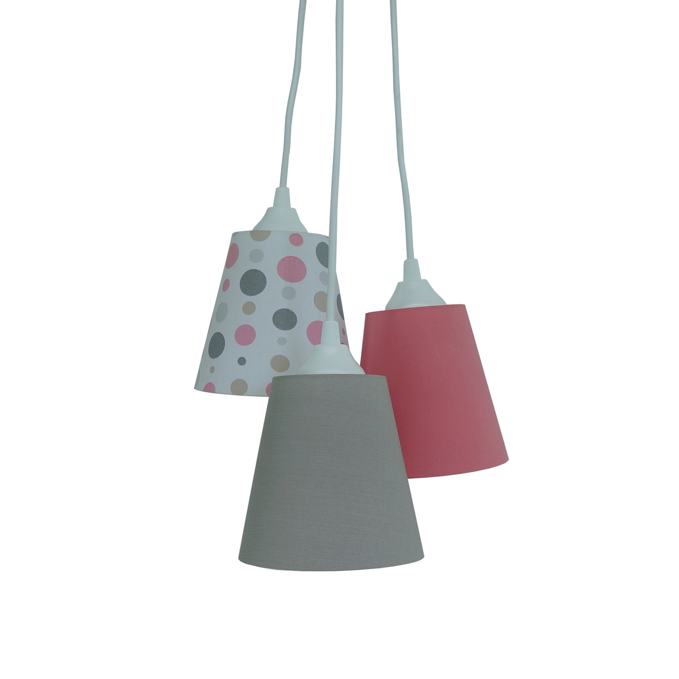 Lustre Pendente Quarto de Bebê Poás Rosa e Cinza