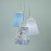 Lustre Pendente Quarto de Bebê Tecido Balão Tons de Azul e Cinza