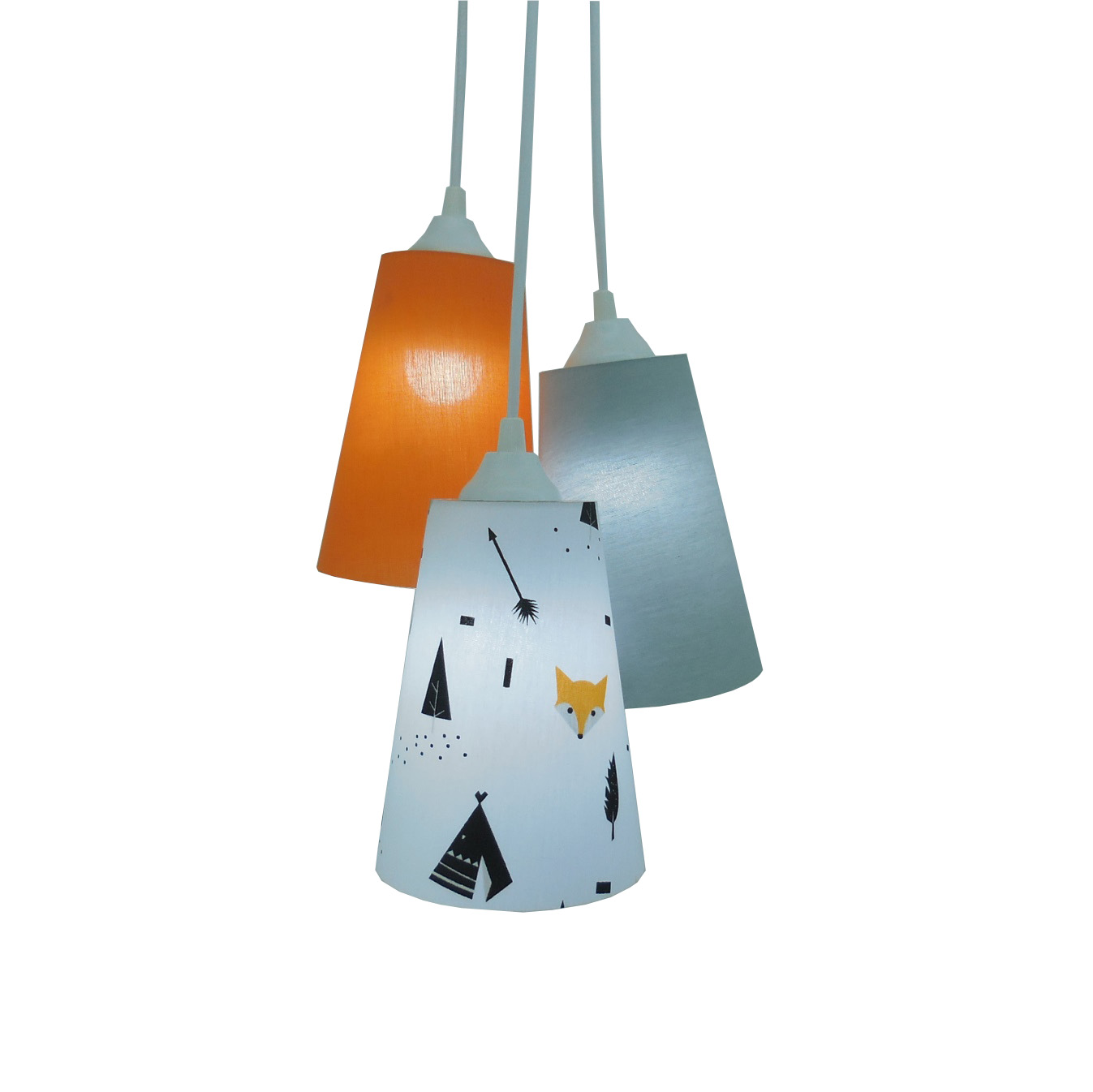 Lustre Pendente Raposinha Laranja e Cinza