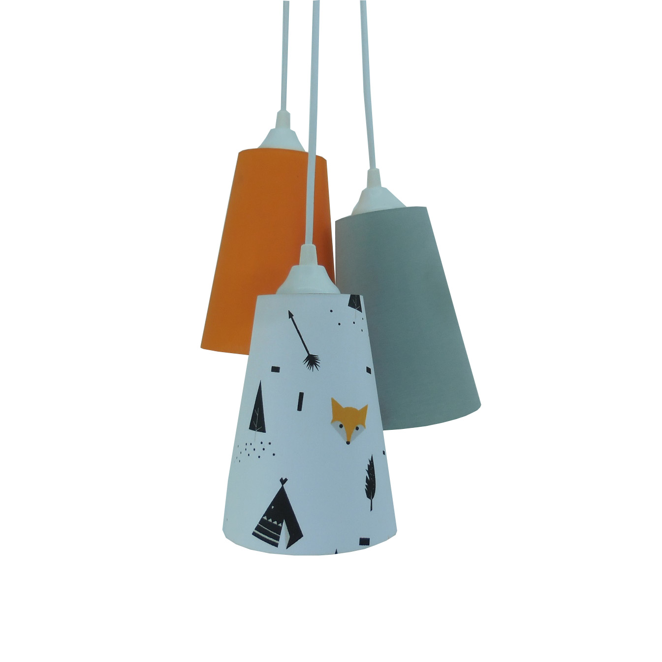 Lustre Pendente Raposinha Laranja e Cinza