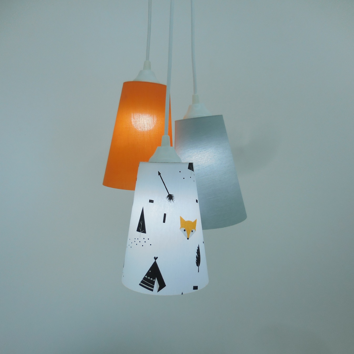 Lustre Pendente Raposinha Laranja e Cinza
