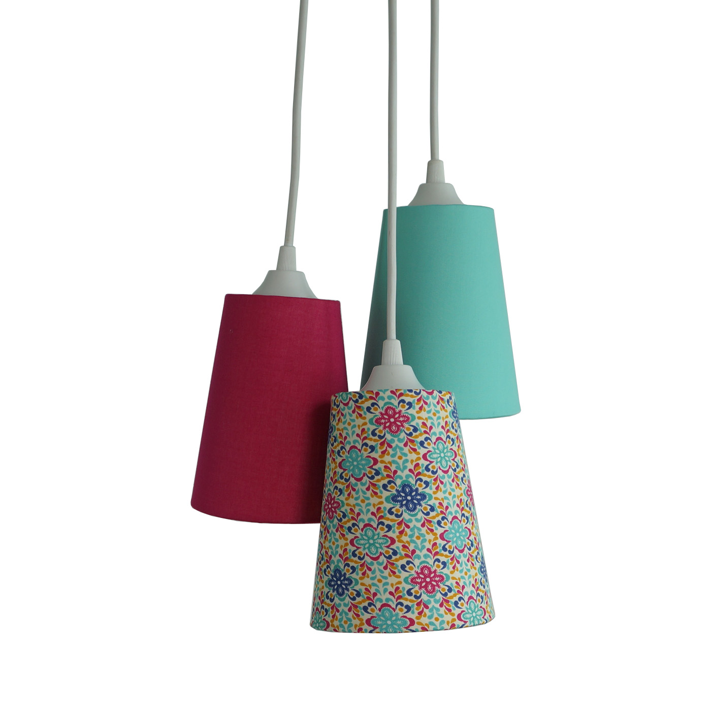 Lustre Pendente Triplo Arabescos Colorido