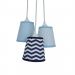Lustre Pendente Triplo Bebê Chevron Azul Marinho