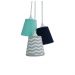 Lustre Pendente Triplo Bebê Chevron Cinza, Azul Marinho e Verde