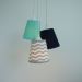 Lustre Pendente Triplo Bebê Chevron Cinza, Azul Marinho e Verde
