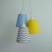 Lustre Pendente Triplo Chevron Cinza, Azul Bebê e Amarelo