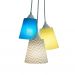 Lustre Pendente Triplo Chevron Cinza, Azul Turquesa e Amarelo