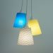 Lustre Pendente Triplo Chevron Cinza, Azul Turquesa e Amarelo