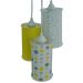 Lustre Pendente Triplo Cilíndrico em Tecido Amarelo e Cinza