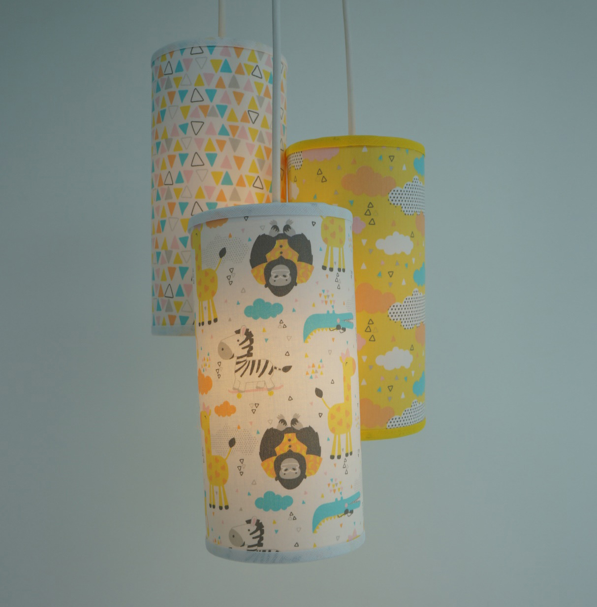 Lustre Pendente Triplo Crie Casa Bebê Zoo