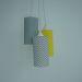 Lustre Pendente Triplo Crie Casa Chevron Cinza e Amarelo
