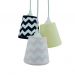 Lustre Pendente Triplo Crie Chevron Rosa e Azul Marinho