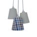 Lustre Pendente Triplo Xadrez Azul e Bege