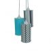 Lustre Pendente Triplo em Tecido Zig Zag Cinza, Preto e Azul