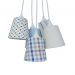 Lustre Pendente Xadrez e Listras Baby Bege e Azul Bebê