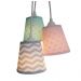 Lustre Triplo Poás e Chevron Cinza, Rosa e Verde