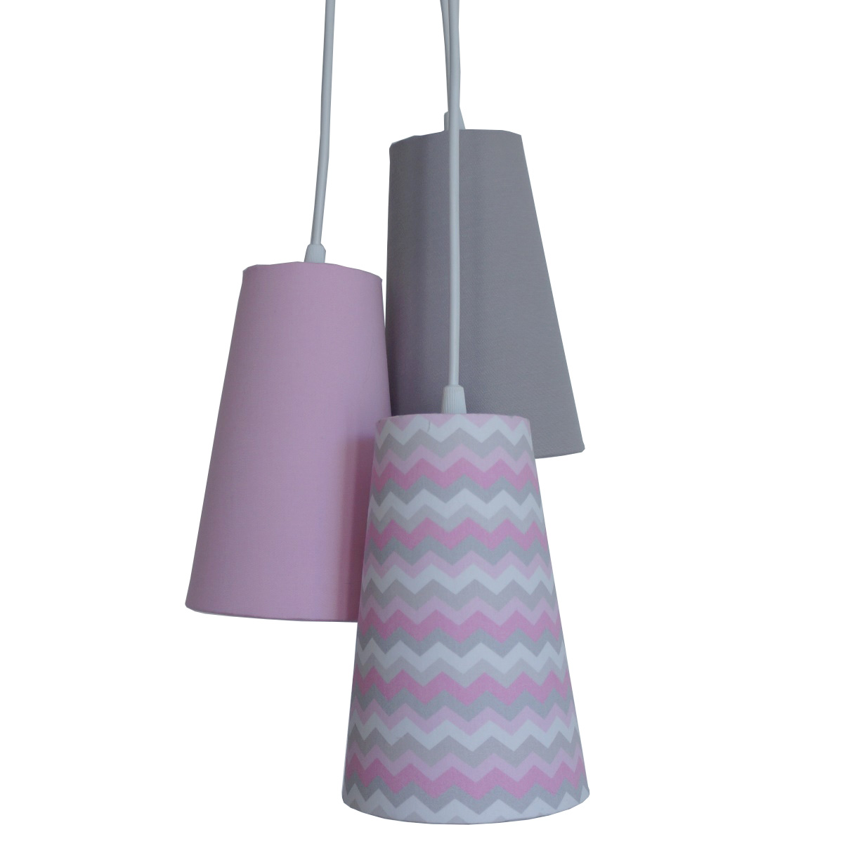 Pendente Chevron Bebê Cinza e Rosa