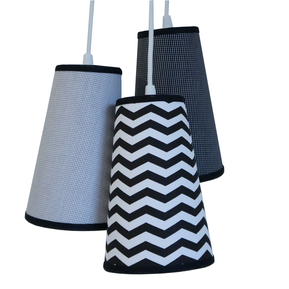 Pendente Triplo Chevron Crie Casa Preto e Branco