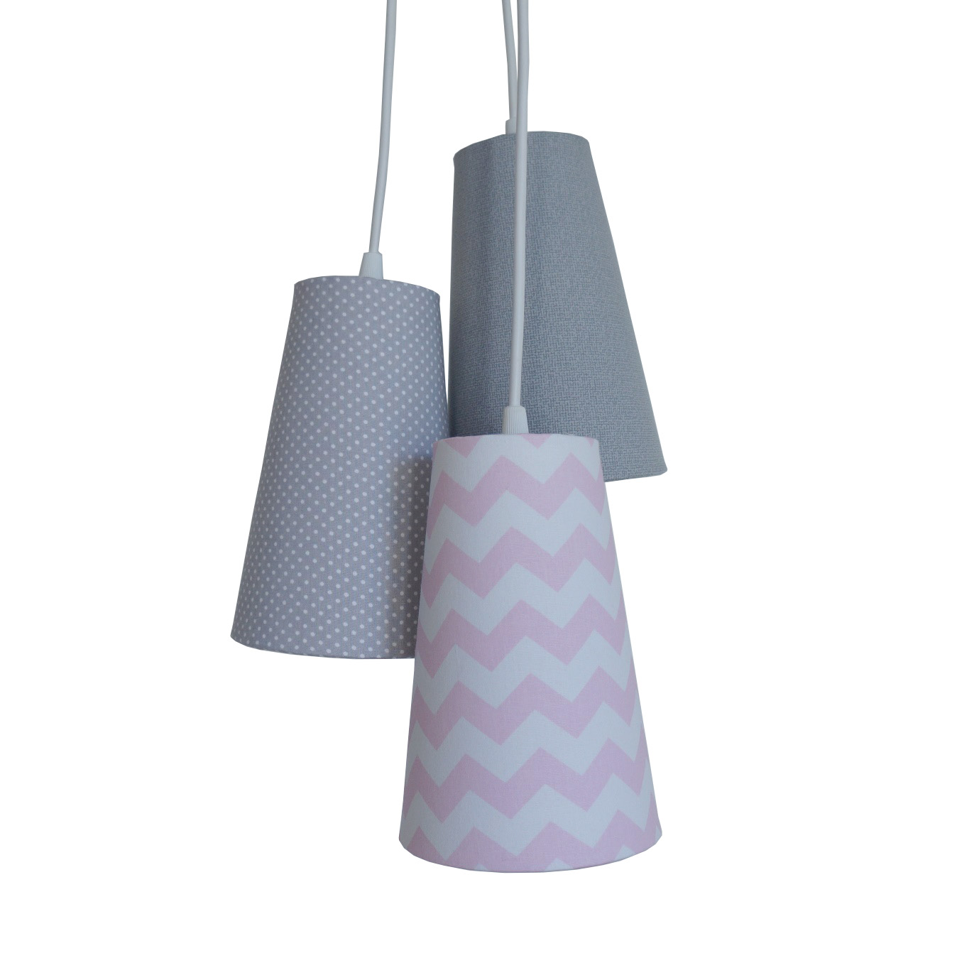Pendente Triplo Chevron Rosa e Cinza