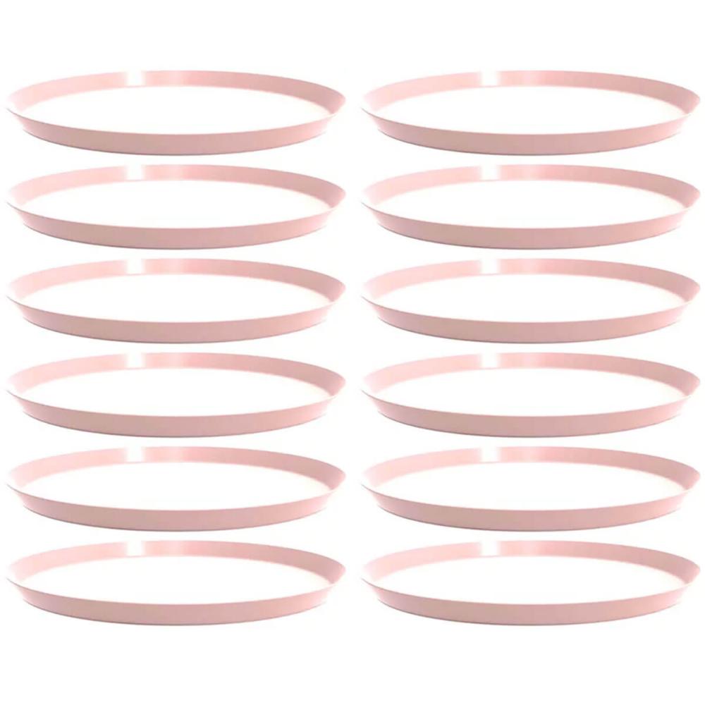 12 Bandejas Redondas 34cm Rosa Buffet Festa Doce Salgado Crippa Bubble